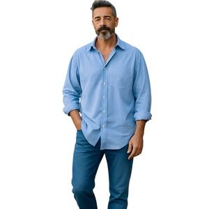 Van Heusen Flex XL Dress Shirt Blue White Striped Long Sleeve